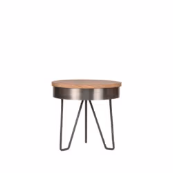 LABEL51 Bijzettafel Saran - Grijs - Mangohout - 44 cm - Rond