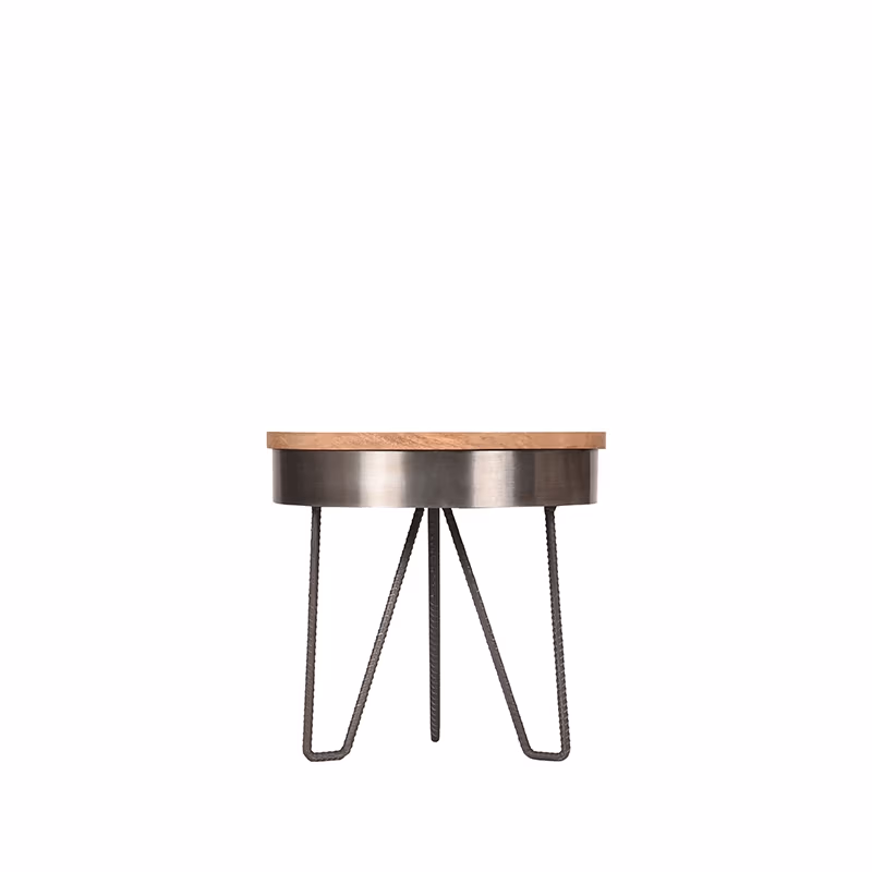 LABEL51 Bijzettafel Saran - Grijs - Mangohout - 44 cm - Rond