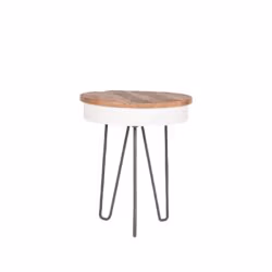 LABEL51 Bijzettafel Saria - Wit - Mangohout - 44 cm - Rond