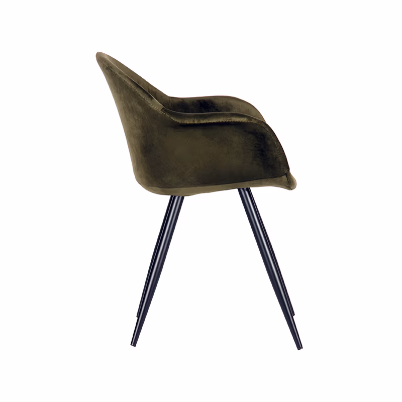LABEL51 Eetkamerstoel Forli - Army green - Fluweel - Black Frame