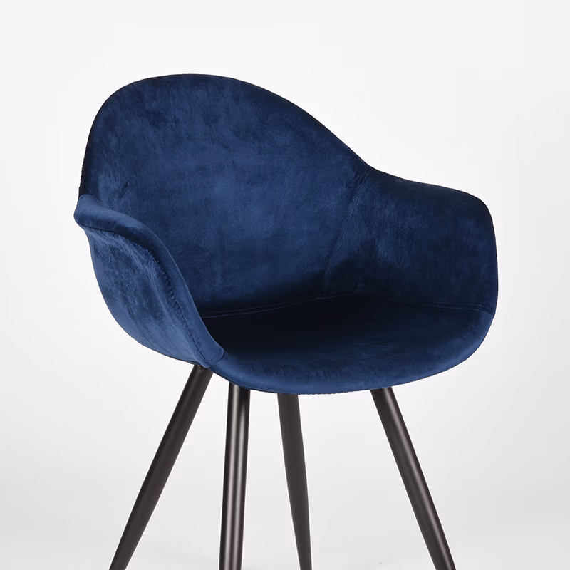 LABEL51 Eetkamerstoel Forli - Blauw - Fluweel - Black Frame