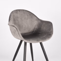 LABEL51 Eetkamerstoel Forli - Grijs - Fluweel - Black Frame