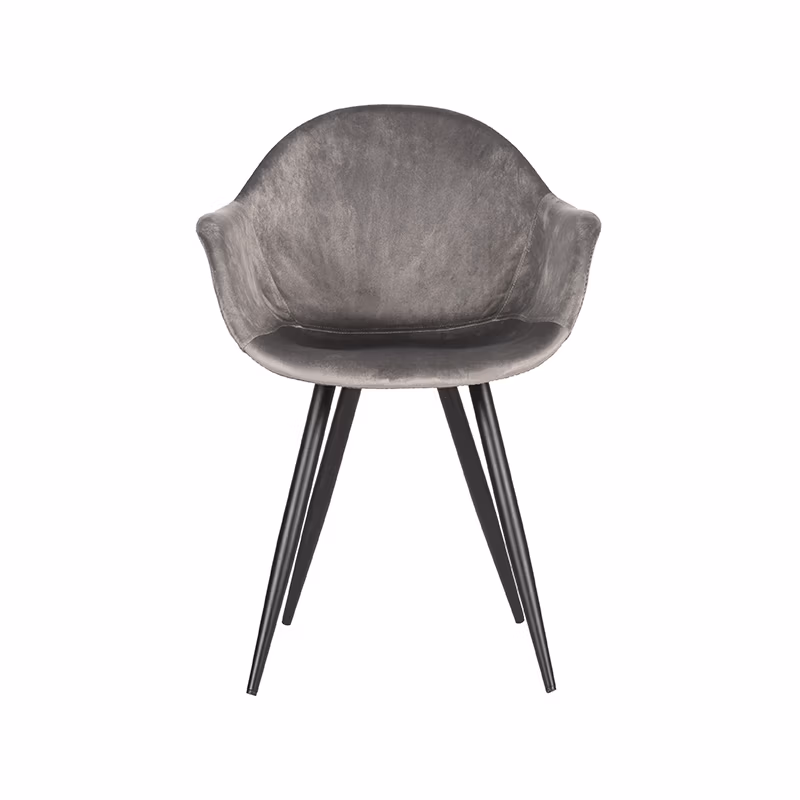 LABEL51 Eetkamerstoel Forli - Grijs - Fluweel - Black Frame
