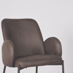 LABEL51 Eetkamerstoel Jari - Antraciet - Microfiber - Black Frame