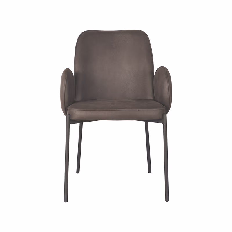 LABEL51 Eetkamerstoel Jari - Antraciet - Microfiber - Black Frame