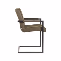 LABEL51 Eetkamerstoel Milo - Army green - Microfiber - Black Frame
