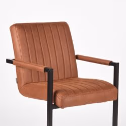 LABEL51 Eetkamerstoel Milo - Cognac - Microfiber - Black Frame