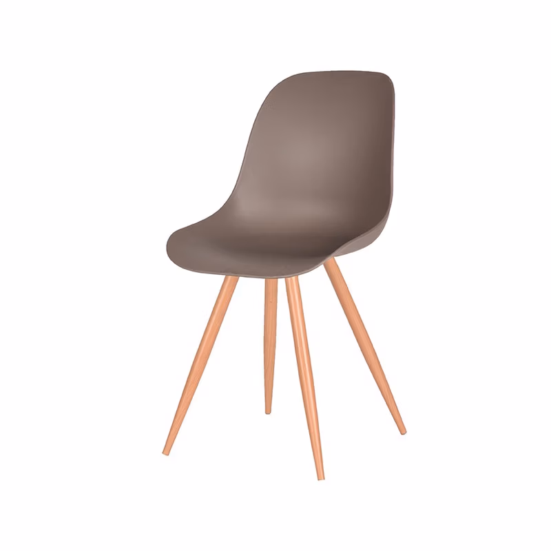LABEL51 Eetkamerstoel Rimini - Coffee - Kunststof - Oak Metal Woodcover