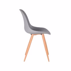 LABEL51 Eetkamerstoel Rimini - Grijs - Kunststof - Oak Metal Woodcover