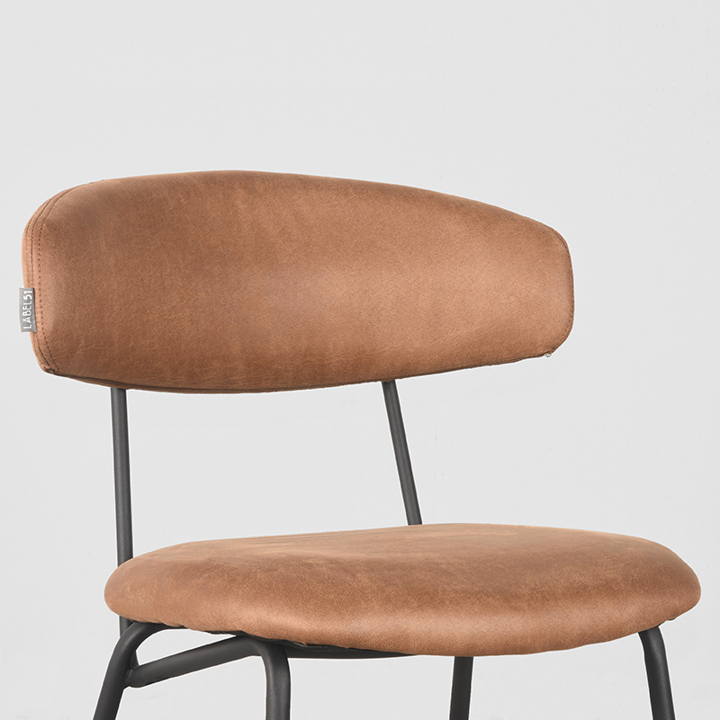 LABEL51 Eetkamerstoel Zack - Cognac - Micro Suede - Black Frame