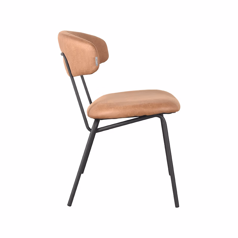 LABEL51 Eetkamerstoel Zack - Cognac - Micro Suede - Black Frame