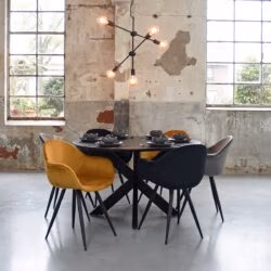 LABEL51 Eetkamerstoel Forli - Oker - Fluweel - Black Frame