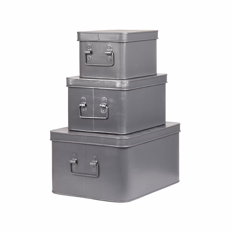 LABEL51 Media Opbergkist - Antiek grijs - Metaal - M