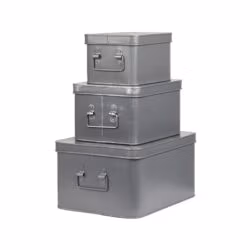 LABEL51 Media Opbergkist - Antiek grijs - Metaal - L