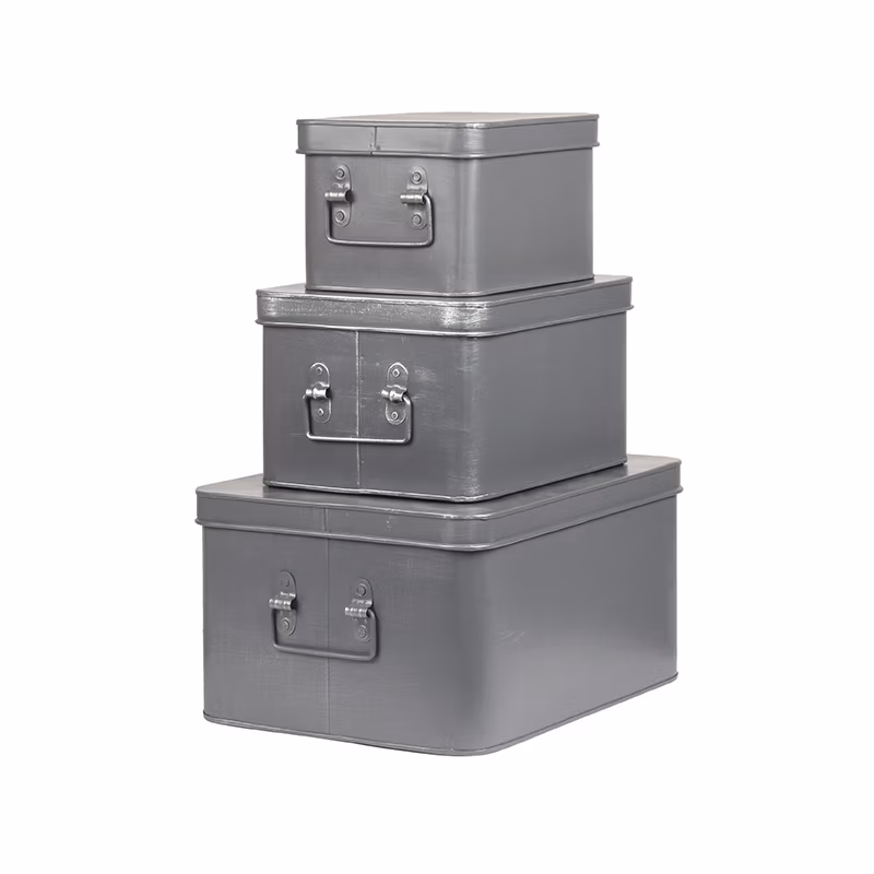 LABEL51 Media Opbergkist - Antiek grijs - Metaal - XL