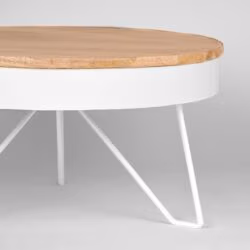 LABEL51 Salontafel Saran - Wit - Mangohout - 80 cm - Rond