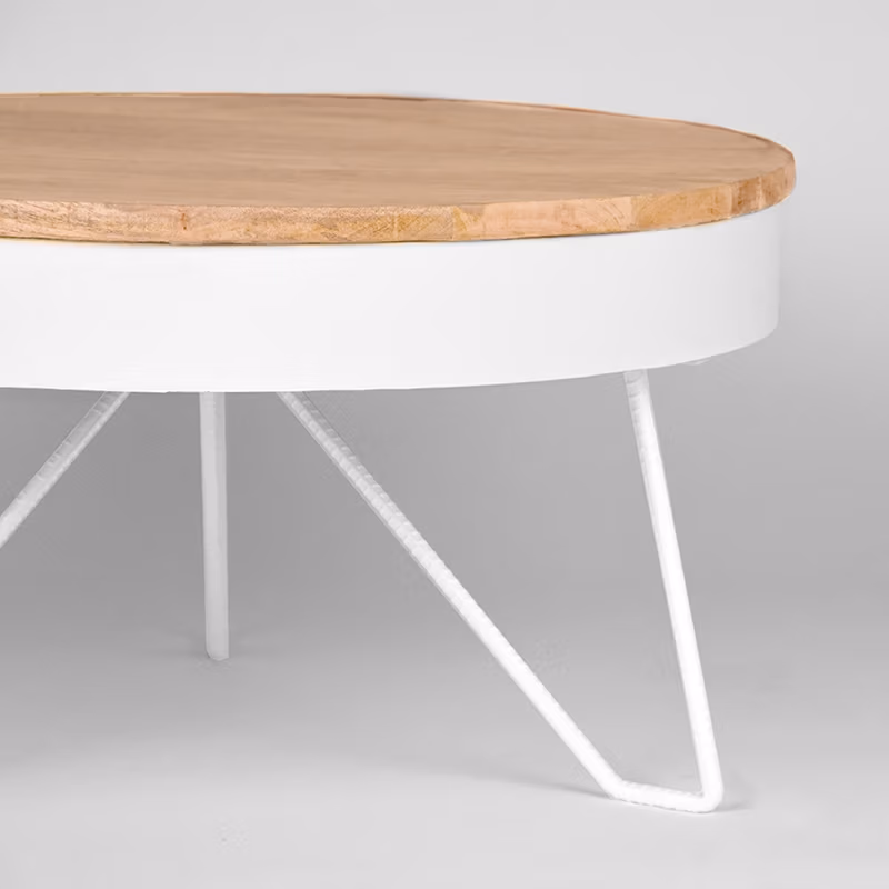 LABEL51 Salontafel Saran - Wit - Mangohout - 80 cm - Rond