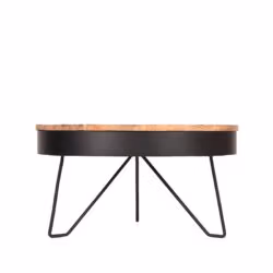 LABEL51 Salontafel Saran - Zwart - Mangohout - 80 cm - Rond