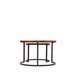 LABEL51 Salontafel Set Double - Rough - Mangohout - 70 cm - Rond