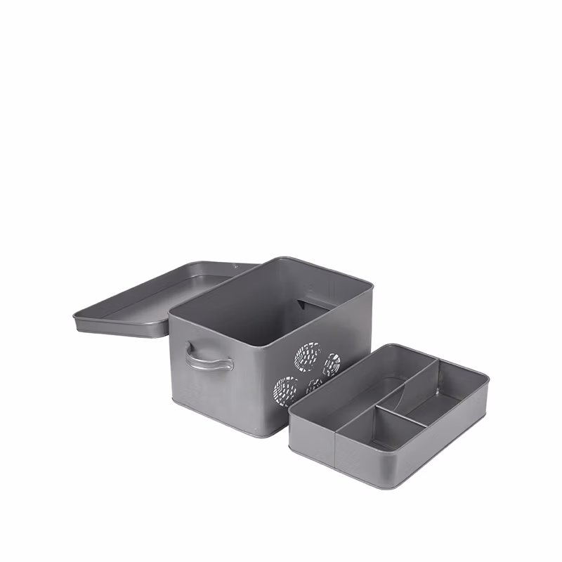 LABEL51 Schoenpoets Opbergkist - Antiek grijs - Metaal - One Size