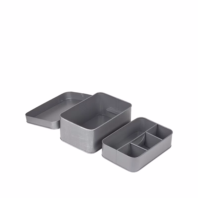 LABEL51 Make-Up opbergkist - Antiek grijs - Metaal - One Size