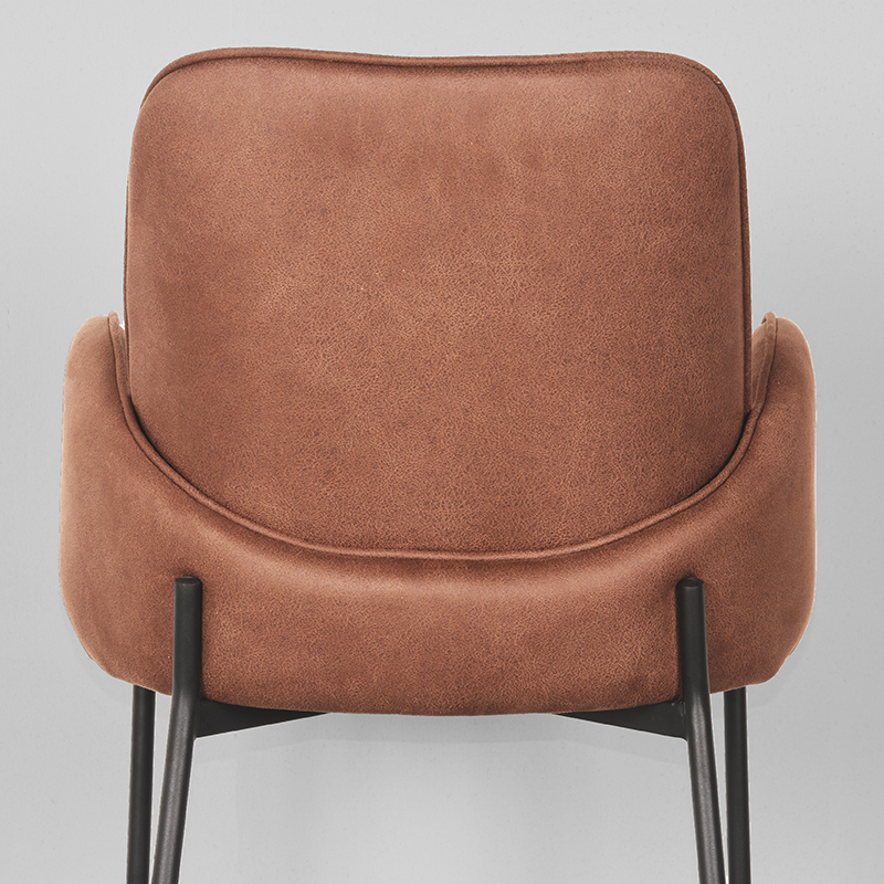 LABEL51 Eetkamerstoel Jari - Cognac - Microfiber - Black Frame