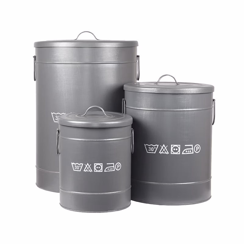 LABEL51 Wasmand - Antiek grijs - Metaal - L