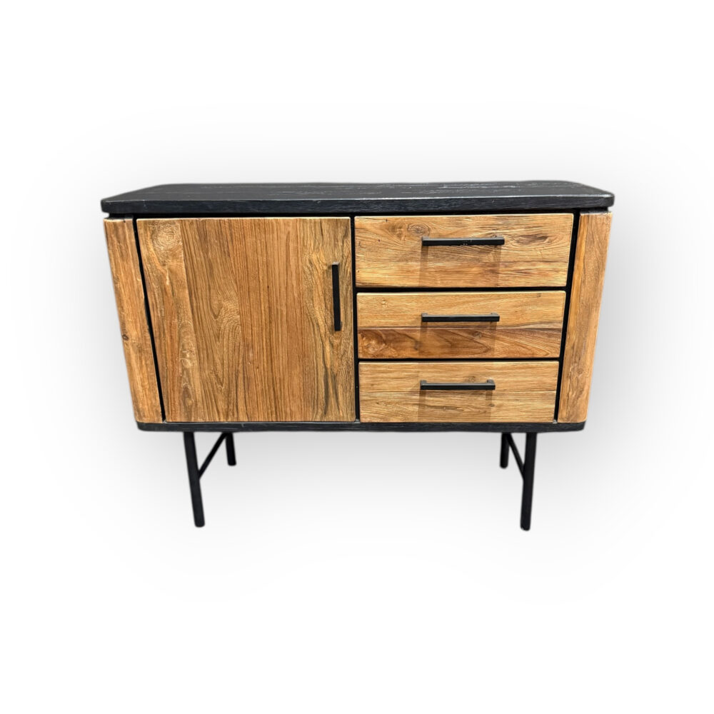 Dressoir Soho massief teakhout met metalen poten