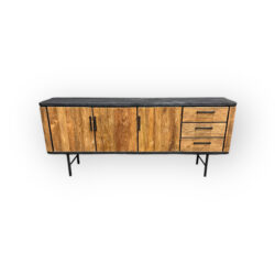 Dressoir Somo teakhout 200cm zwart blad