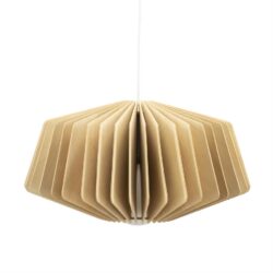 Uniek houten hanglamp, modern en elegant design, perfect voor interieurdecoratie, vervaardigd door Mokana Meubelen.