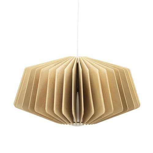 Uniek houten hanglamp, modern en elegant design, perfect voor interieurdecoratie, vervaardigd door Mokana Meubelen.