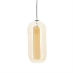 Modern hanglamp met glazen omhulsel, ideaal voor interieurverlichting bij Mokana Meubelen.