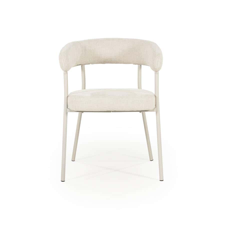 Stijlvolle witte fauteuil van Mokana Meubelen met moderne uitstraling, perfect voor elke woonkamer of kantoorruimte. Eigentijdse en comfortabele designstoel, ideaal voor interieurdecoratie.
