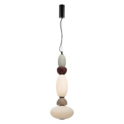 Massieve hanglamp met unieke keramische en geglazuurde afwerkingen, modern design, geschikt voor eetkamer of woonkamer. Perfect voor een stijlvol interieur met natuurlijke materialen.