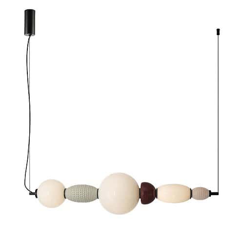 Glazen en keramische hanglamp met artistiek design, moderne verlichting voor eetkamer of woonkamer, Mokana Meubelen.