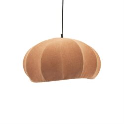 Stoffen hanglamp met modern design, aantrekkelijk voor duurzame wooninterieurs.
