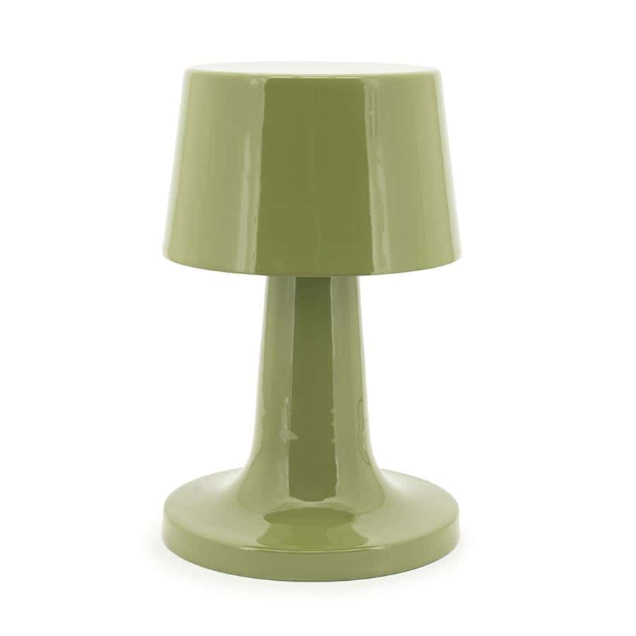 Moderne groene tafellamp van keramiek met een glanzende afwerking, perfect voor een stijlvolle woonkamer of slaapkamer.