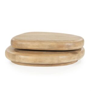 Handgemaakte houten salontafel van staal en eikenhout, modern design, duurzame houten meubelen, Mokana Meubelen.