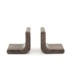 Strakke houten boekensteunen in marmerlook, modern meubelaccessoire voor boeken en decoratie.