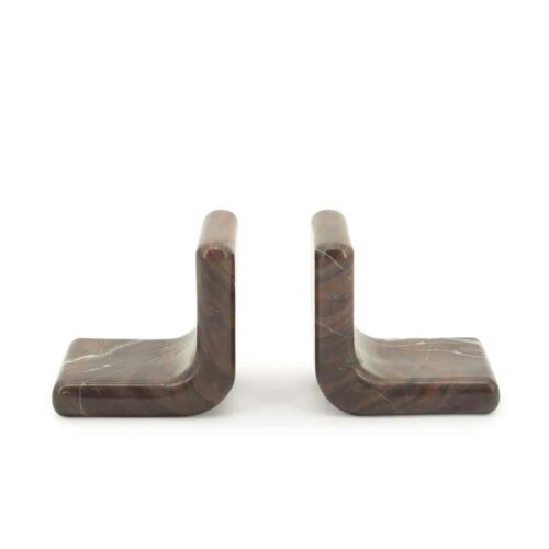 250152 Strakke houten boekensteunen in marmerlook, modern meubelaccessoire voor boeken en decoratie.