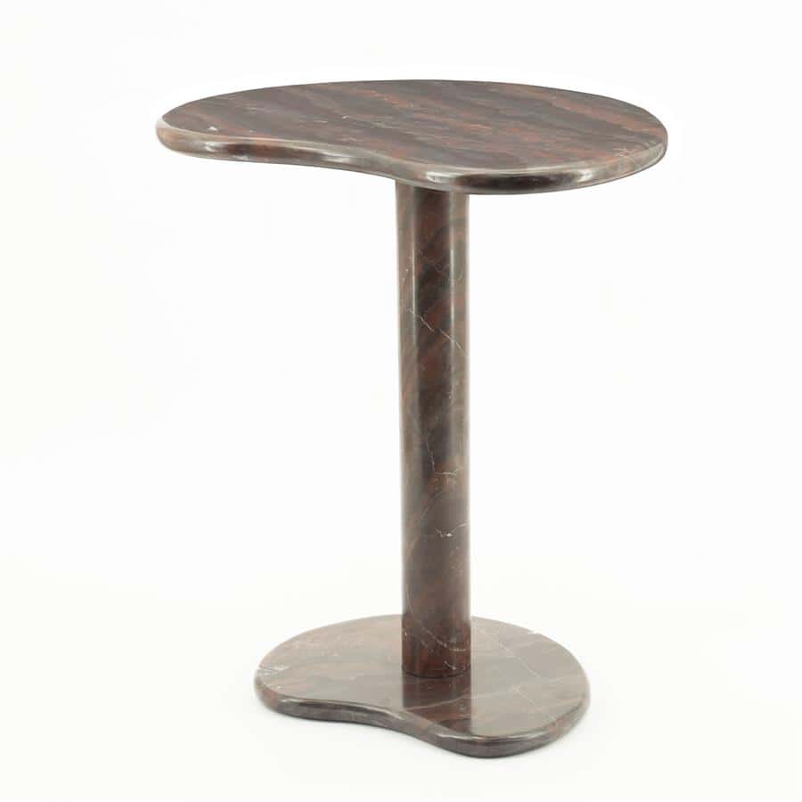 Elegant marmeren sidetable met gebogen basis voor een luxe interieur – Mokana Meubelen.