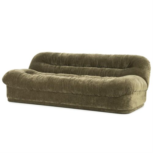 Comfortabele vintage stoffen bank met gedraaide cushion voor een stijlvolle en gezellige inrichting. Perfect voor woonkamer of lounge, gemaakt van hoogwaardig textiel en duurzaam materiaal.