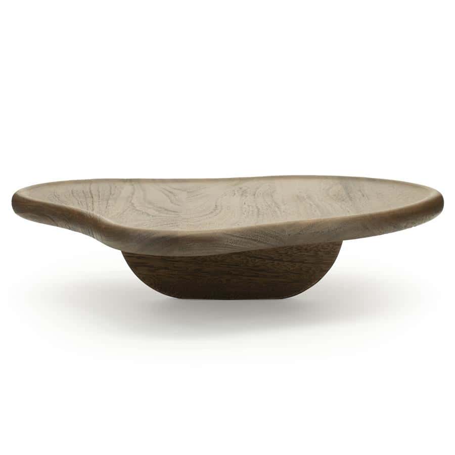 Uniek houten schaal op voet, modern design, handgemaakt, natuurlijke houtlook, exclusieve meubelaccessoire voor elegant interieur.