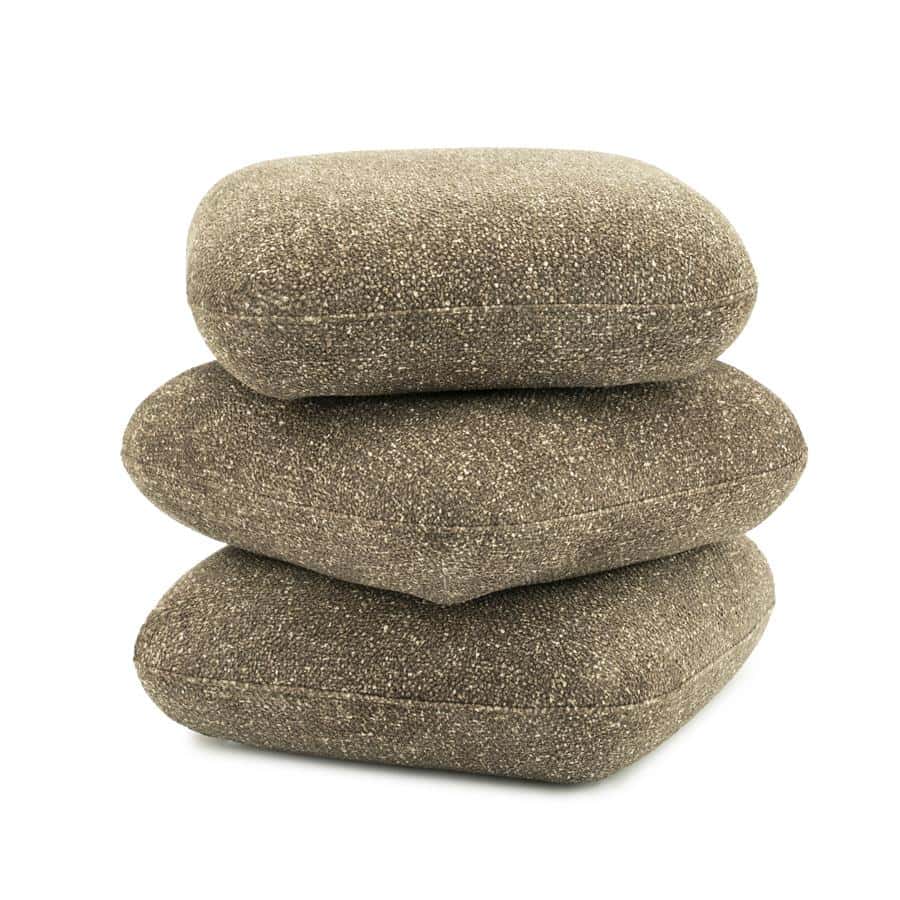 Roestvrijstalen stenen zitkussens, natuurlijke uitstraling, comfortabele tuinmeubelen, duurzame lounge zitkussens, modern design originele tuinaccessoires.