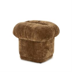 Moderne bruine velvet poef voor woonkamer en zithoek.