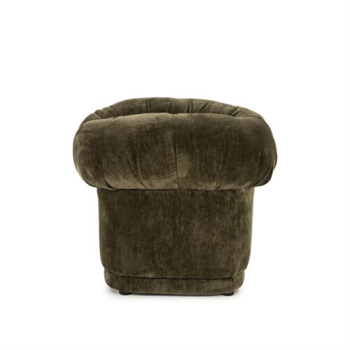 250176 Luxueuze groene velvet fauteuil, comfortabel en elegant, perfect voor een moderne woonkamer. Handgepolijst en kwaliteitsvol afgewerkt meubelstuk.