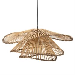 Rote houten industriele hanglamp, design lamp, natuurlijke materialen, Mokana Meubelen, stijlvolle en duurzame verlichting, modern interieuraccessoire.