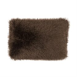 Zachte bruin stoffen meubelhoes, luxe vloerkleed of decoratief accessoire, gemaakt van synthetisch of echt haar, perfect voor warme en gezellige interieuraccenten, Mokana Meubelen.