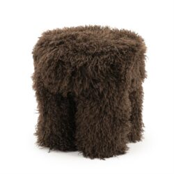 Knuffelige Bruine Biologische Schapenvacht Poef, geweldig voor woonkamer of slaapkamer, handgemaakt, milieuvriendelijk, warme sfeer, Mokana Meubelen.