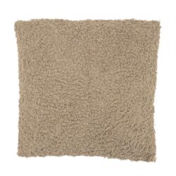 Knuselige beige fluwelen kussen voor moderne meubels, Scandinavisch interieur-accessoire met zachte stof en comfortabele uitstraling.